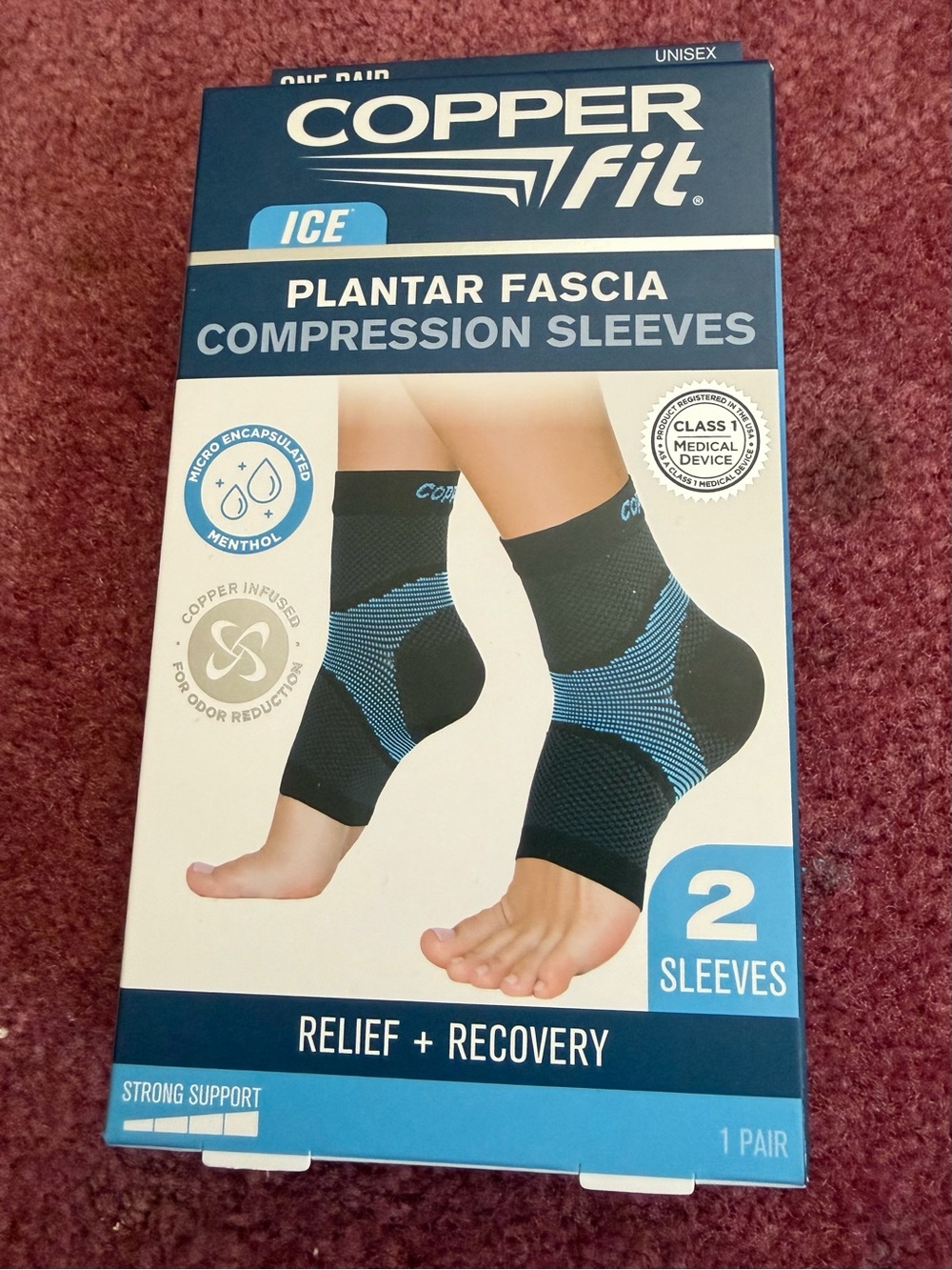 Copper Fit Ice Plantar Fascia Compression Sleeves - Black/Blue